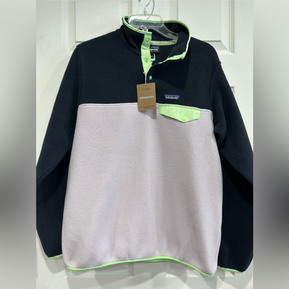 Patagonia Women’s XL Synchilla Snap-T Fleece Pullover Jacket Purple Navy NWT - Picture 1 of 11